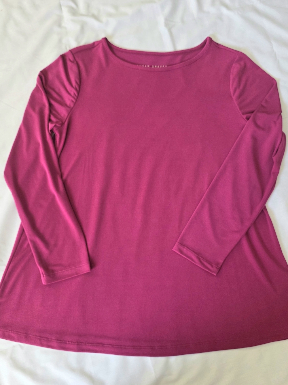 Susan Graver Modern Essentials Liquid Knit A-Line Top Pink Magenta US SP Small P